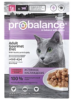 Корм 85гProBalanse Gourmet diet с телятиной и ягненком желе д/кошек*28 АКЦИЯ