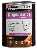 Корм д/собак 850г ProBalanse Aduit Gourmet Diet  для взрослых собак с телятиной и кроликом*12 АКЦИЯ