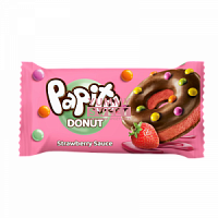 Кекс"DONUT" с какао глазурью клубничной нач.и цветным драже*40г*24