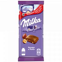 Шоколад Milka молочный с фундуком и изюмом, 85 г